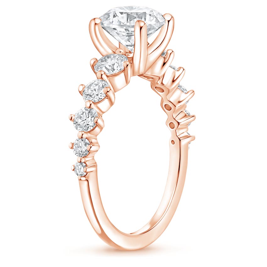 14K Rose Gold Echo Diamond Ring, large side view