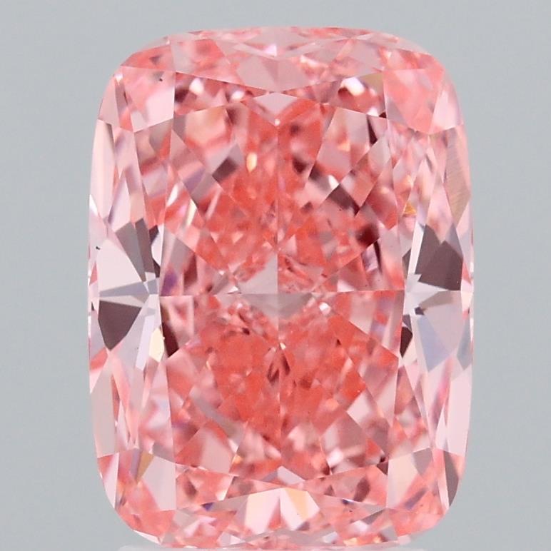 3.01 Ct. Fancy Vivid Pink Cushion Lab Grown Diamond