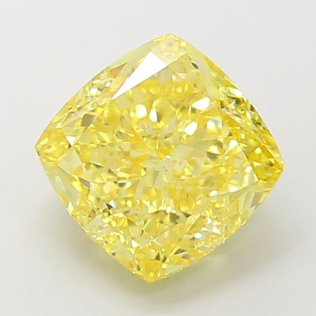 3.65 Ct. Fancy Vivid Yellow Cushion Lab Grown Diamond