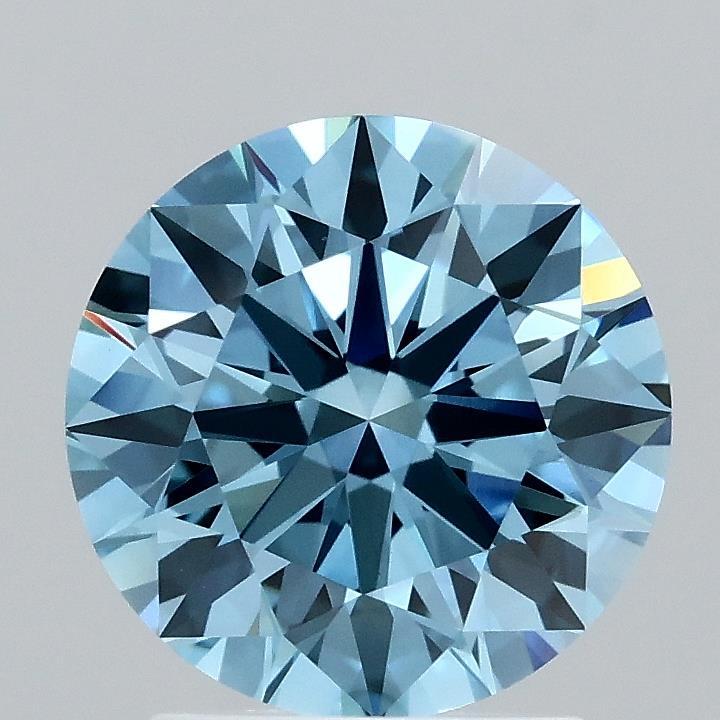 2.10 Ct. Fancy Vivid Blue Round Lab Grown Diamond