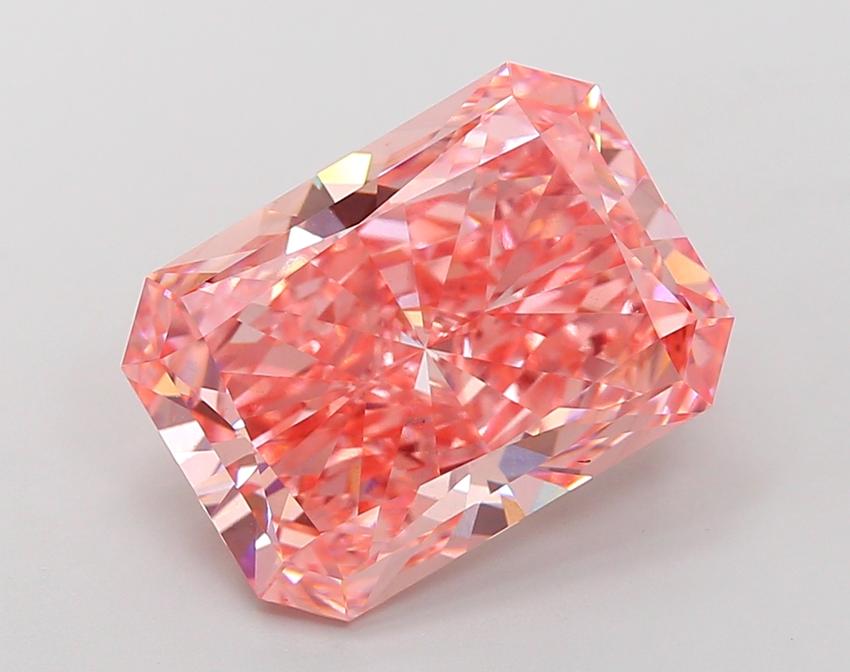 7.06 Ct. Fancy Vivid Pink Radiant Lab Grown Diamond