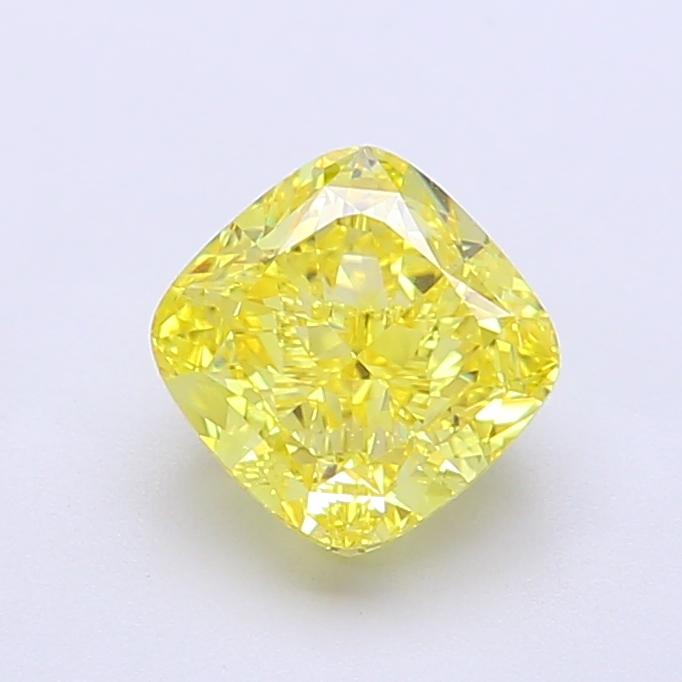 1.48 Ct. Fancy Vivid Yellow Cushion Lab Grown Diamond