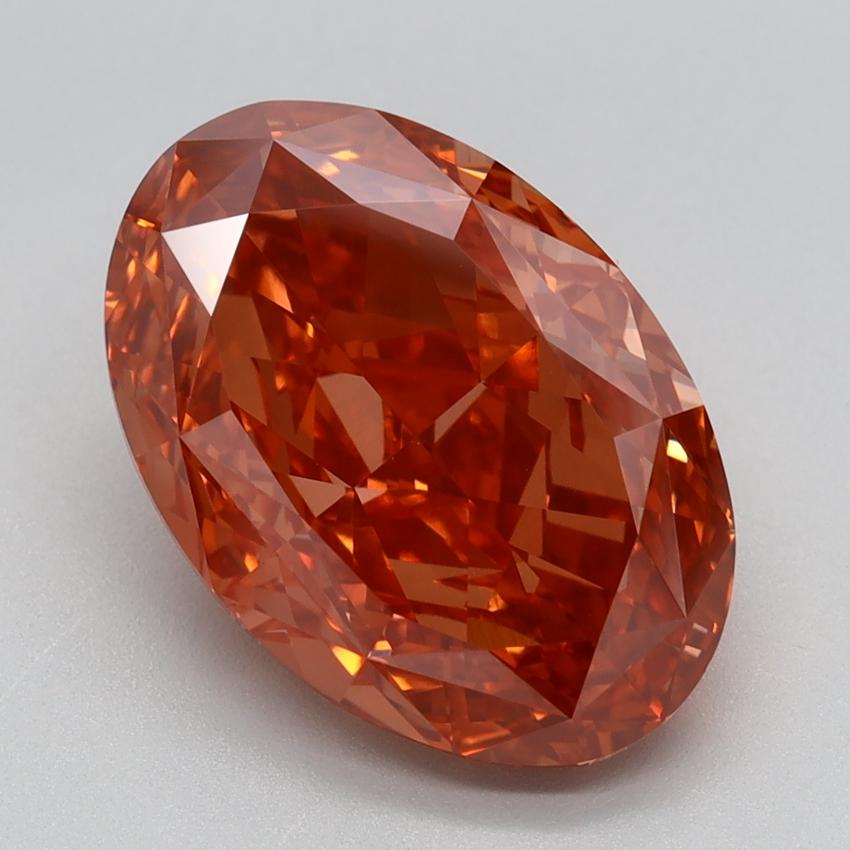 4.24 Ct. Fancy Vivid Orangy Pink Oval Lab Grown Diamond