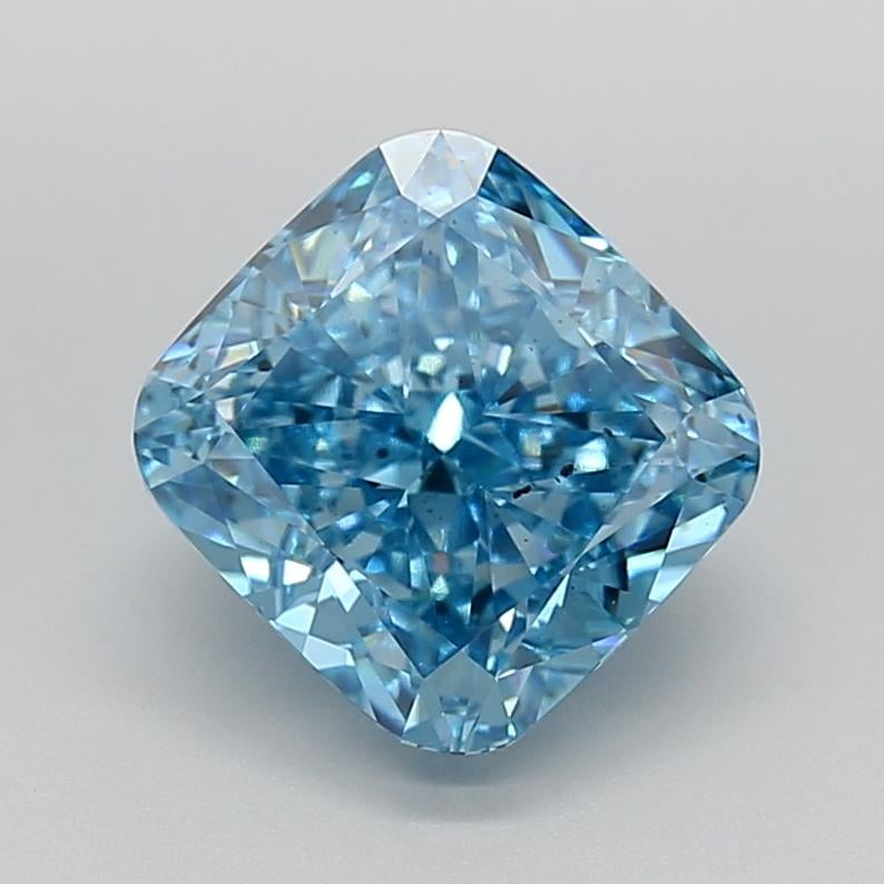 4.01 Ct. Fancy Vivid Blue Cushion Lab Grown Diamond