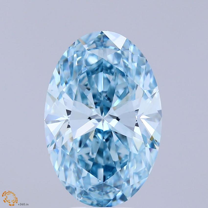 5.03 Ct. Fancy Vivid Blue Oval Lab Grown Diamond