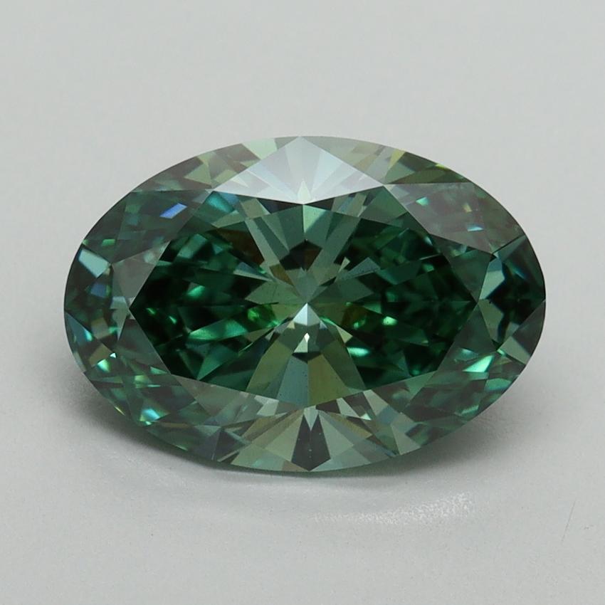 2.75 Ct. Fancy Vivid Green Oval Lab Grown Diamond