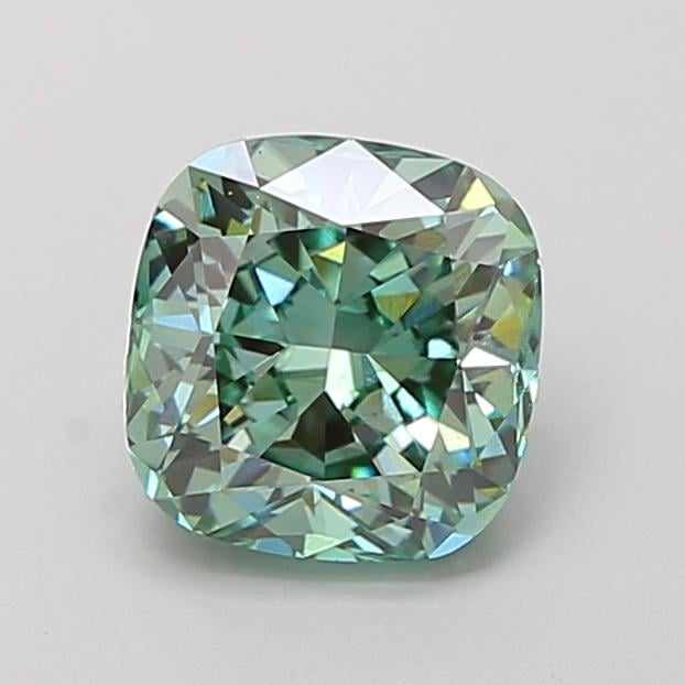 1.52 Ct. Fancy Vivid New_Mst Green Cushion Lab Grown Diamond