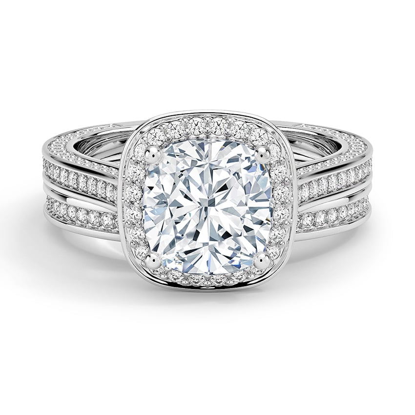 Custom Cushion Halo Double Band Diamond Ring