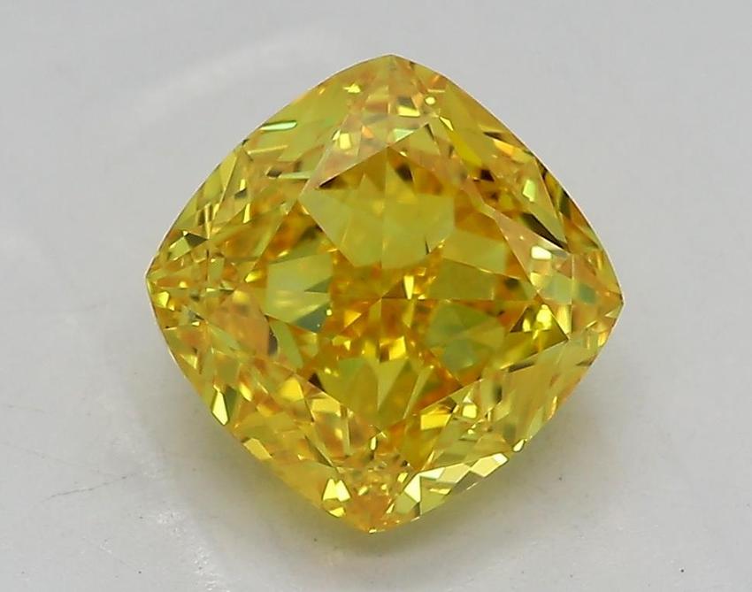 2.01 Ct. Fancy Vivid Yellow Cushion Lab Grown Diamond