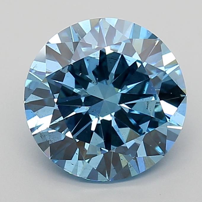 4.01 Ct. Fancy Vivid  Blue Round Lab Grown Diamond
