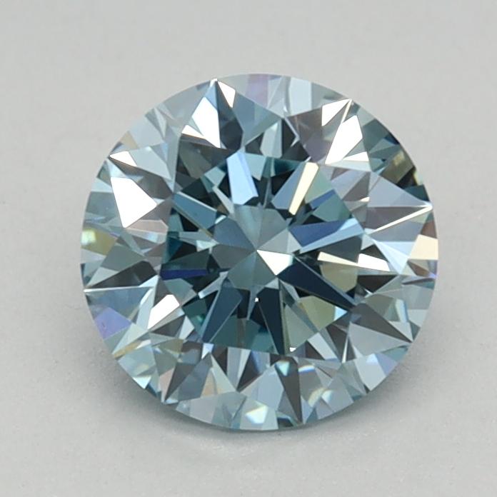 0.78 Ct. Fancy Intense Greenish Blue Round Lab Grown Diamond