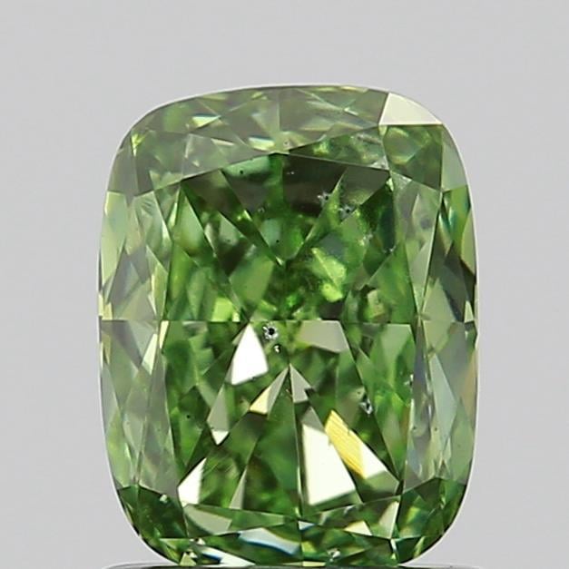 1.04 Ct. Fancy Vivid  Green Cushion Lab Grown Diamond