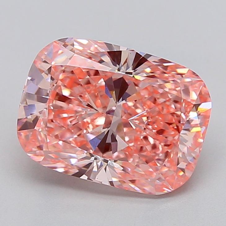 4.09 Ct. Fancy Vivid  Pink Cushion Lab Grown Diamond