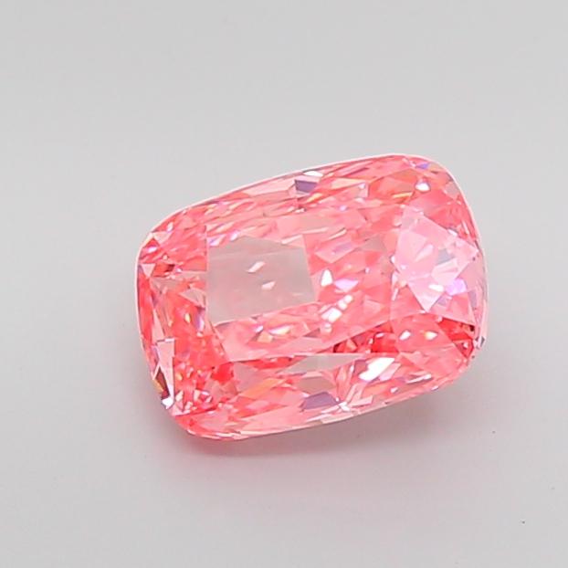 3.02 Ct. Fancy Vivid Pink Cushion Lab Grown Diamond