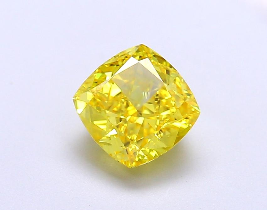 1.74 Ct. Fancy Vivid Yellow Cushion Lab Grown Diamond