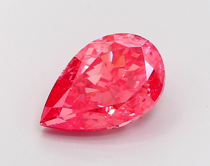 4.37 Ct. Fancy Vivid Orangy Pink Pear Lab Grown Diamond