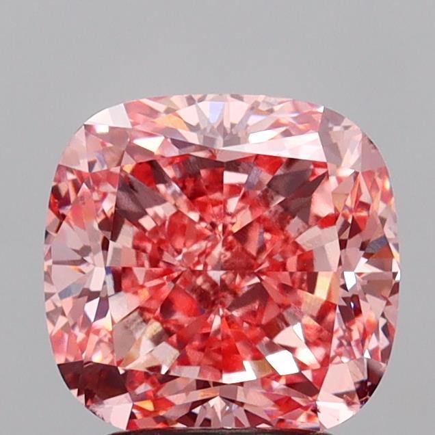 3.00 Ct. Fancy Vivid  Pink Cushion Lab Grown Diamond