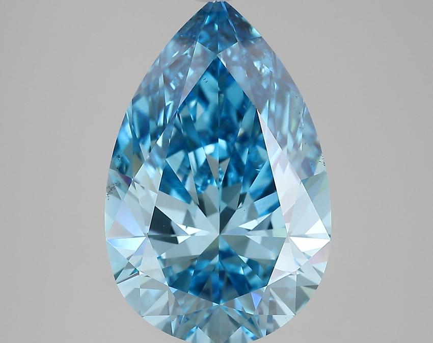 7.07 Ct. Fancy Vivid Blue Pear Lab Grown Diamond