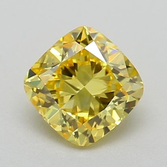 0.51 Ct. Fancy Vivid Yellow Cushion Lab Grown Diamond