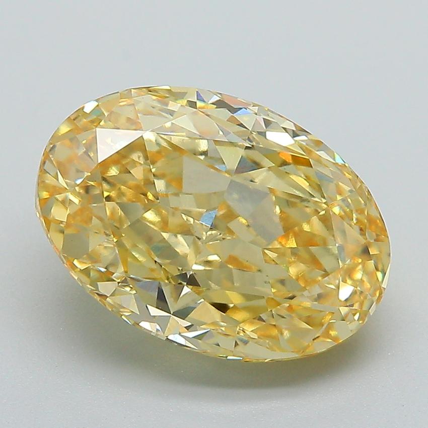 5.09 Ct. Fancy Vivid Yellow Oval Lab Grown Diamond