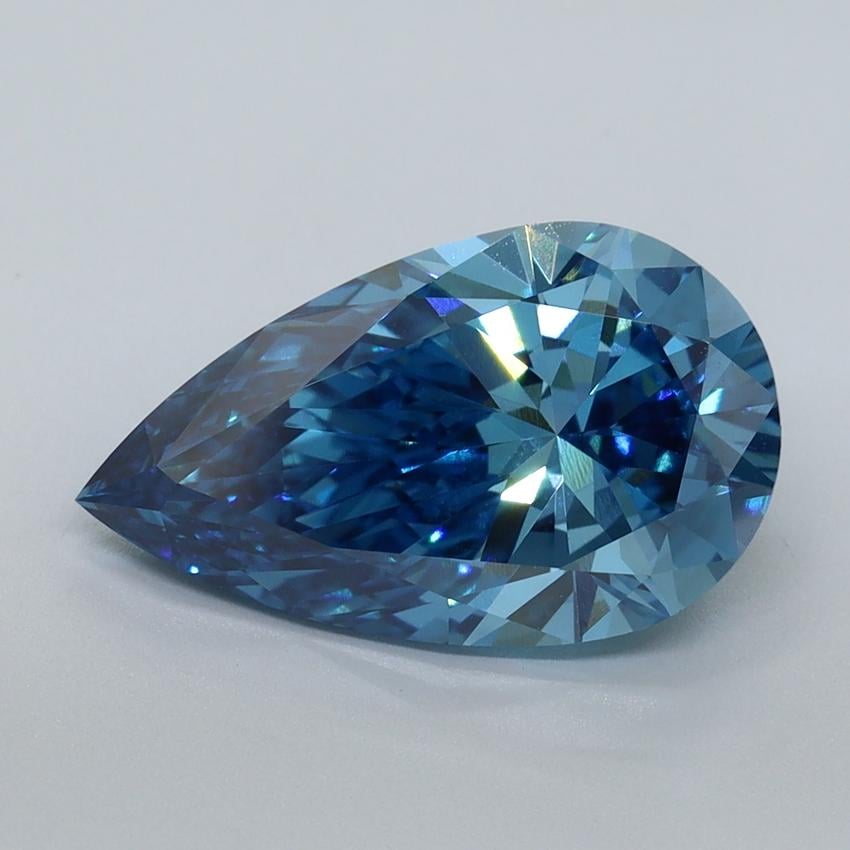 3.08 Ct. Fancy Vivid Malibu Blue Pear Lab Grown Diamond