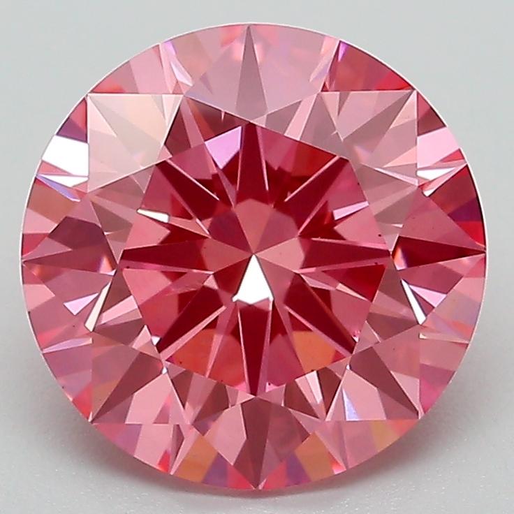 3.07 Ct. Fancy Vivid Pink Round Lab Grown Diamond