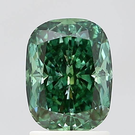 2.02 Ct. Fancy Vivid Green Cushion Lab Grown Diamond