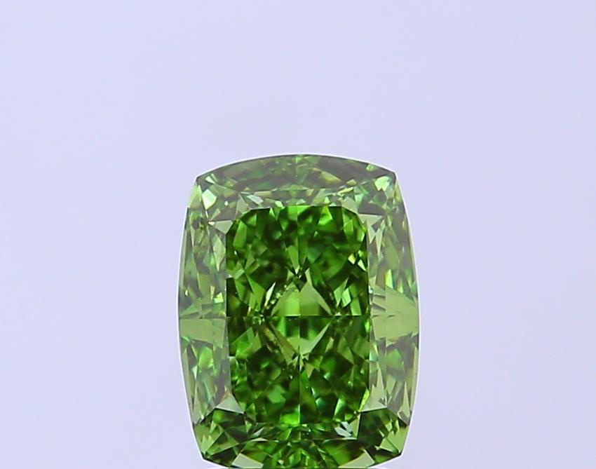 2.42 Ct. Fancy Vivid Green Cushion Lab Grown Diamond