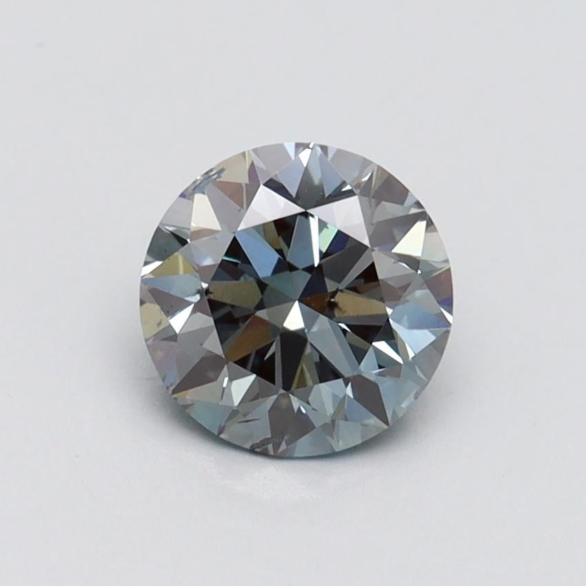 0.97 Ct. Fancy Intense Greenish Blue Round Lab Grown Diamond
