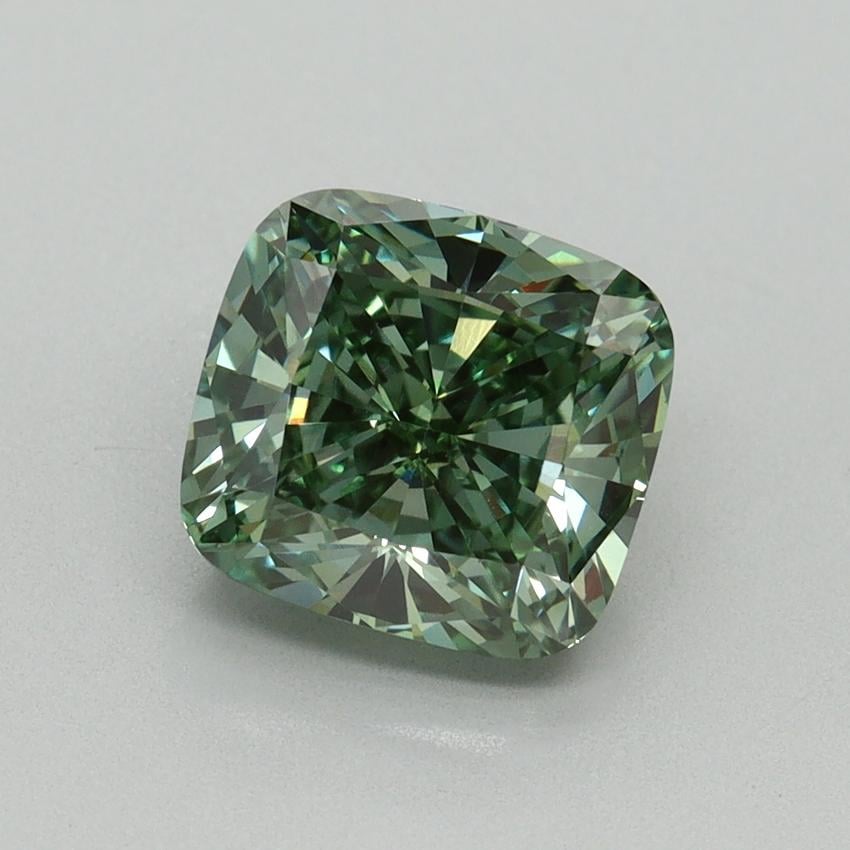 2.52 Ct. Fancy Vivid Green Cushion Lab Grown Diamond