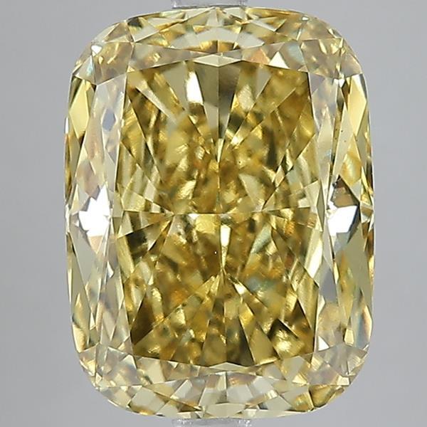 6.01 Ct. Fancy Vivid  Yellow Cushion Lab Grown Diamond