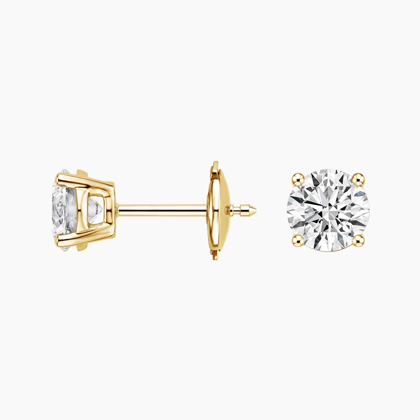 18K Yellow Gold Round Diamond Stud Earrings (1 1/2 ct. tw.)