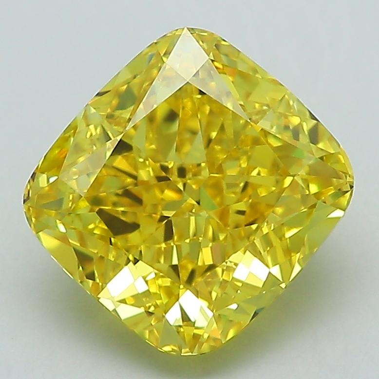 3.12 Ct. Fancy Vivid Yellow Cushion Lab Grown Diamond
