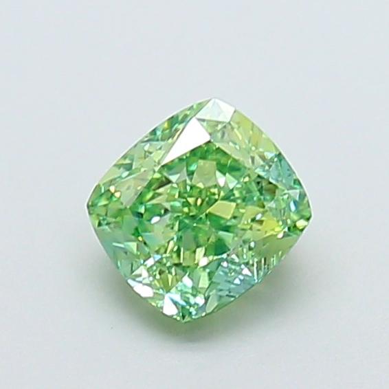 1.02 Ct. Fancy Vivid Green Cushion Lab Grown Diamond