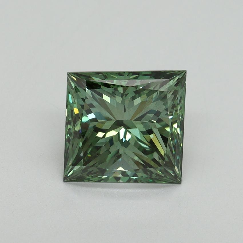 2.96 Ct. Fancy Vivid Pacific Green Princess Lab Grown Diamond