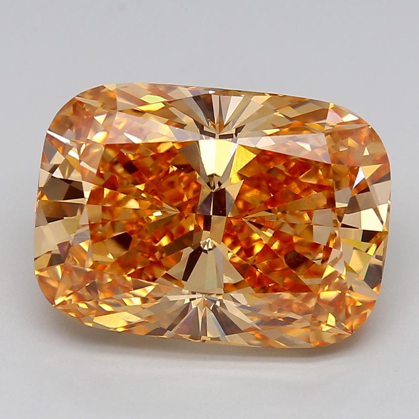 10.48 Ct. Fancy Intense Yellowish Orange Cushion Lab Grown Diamond