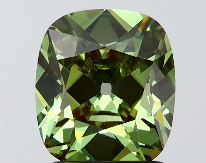 1.90 Ct. Fancy Vivid Green Cushion Lab Grown Diamond