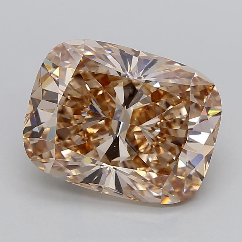 6.55 Ct. Fancy Light  Brown Cushion Lab Grown Diamond