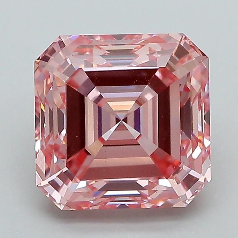 3.24 Ct. Fancy Intense Pink Asscher Lab Grown Diamond