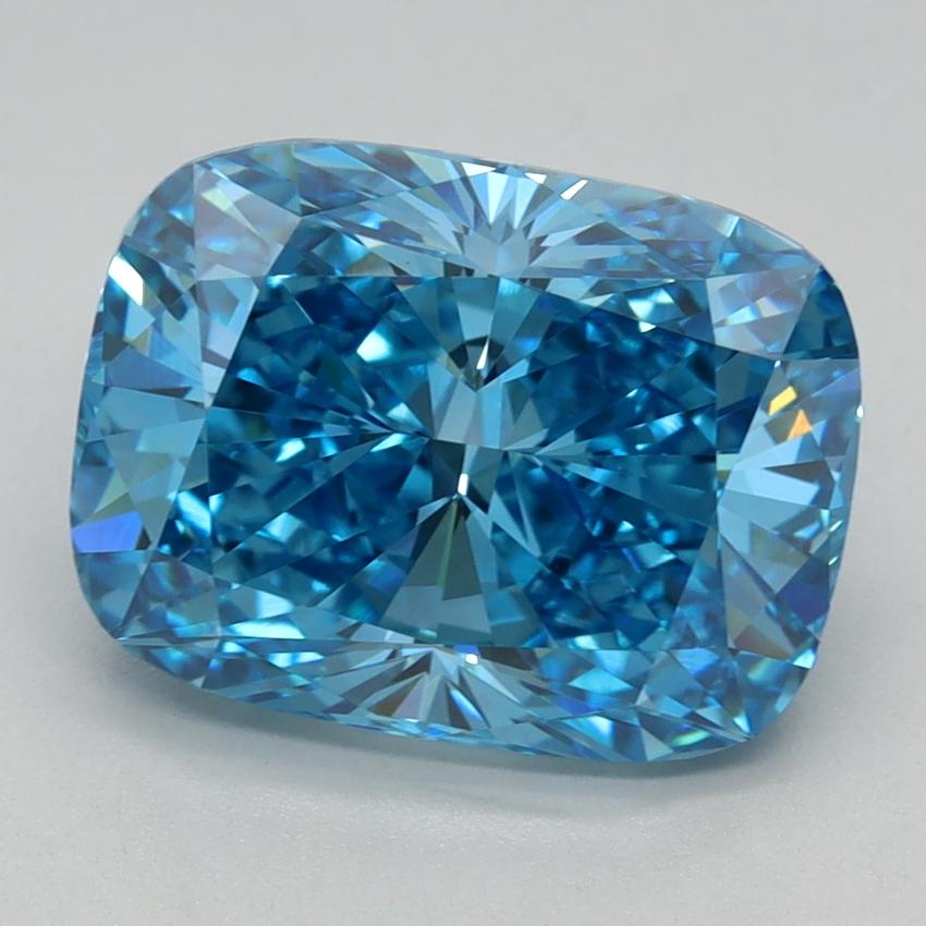 3.47 Ct. Fancy Vivid Blue Cushion Lab Grown Diamond