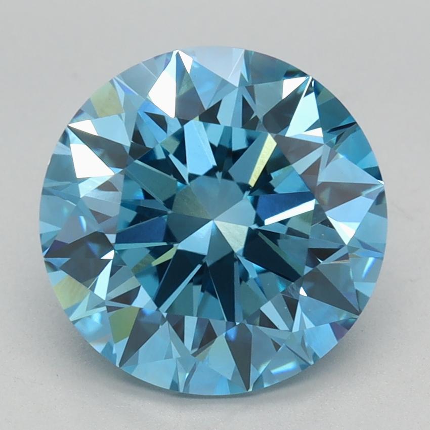 3.18 Ct. Fancy Vivid Blue Round Lab Grown Diamond