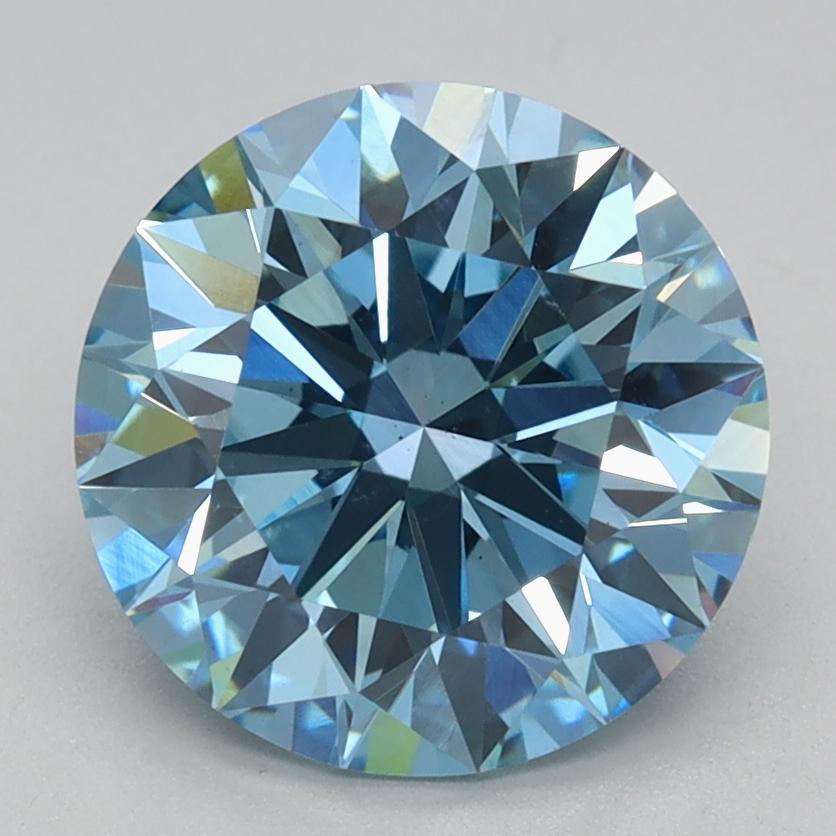 2.10 Ct. Fancy Vivid Blue Round Lab Grown Diamond