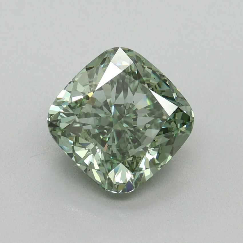 2.50 Ct. Fancy Vivid Green Cushion Lab Grown Diamond