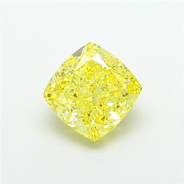 4.01 Ct. Fancy Vivid Yellow Cushion Lab Grown Diamond