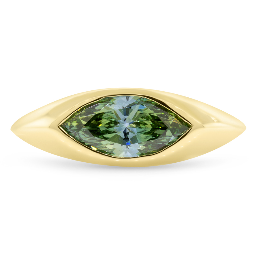 Custom Teal Marquise Lab Diamond Bezel Ring