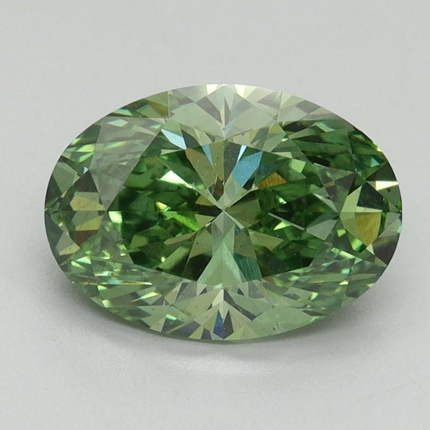 2.16 Ct. Fancy Vivid Green Oval Lab Grown Diamond