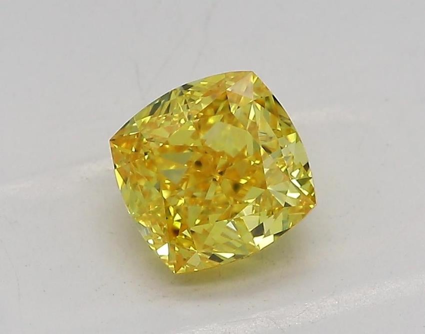 1.05 Ct. Fancy Vivid Yellow Cushion Lab Grown Diamond