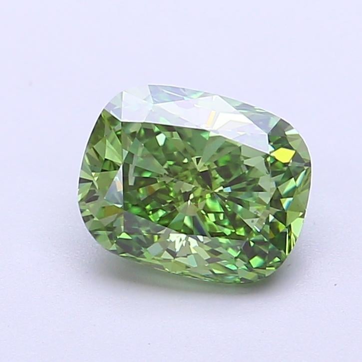 1.52 Ct. Fancy Vivid Green Cushion Lab Grown Diamond