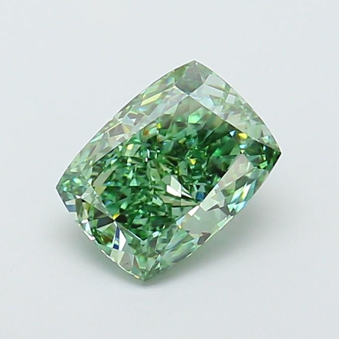 2.02 Ct. Fancy Vivid Green Cushion Lab Grown Diamond