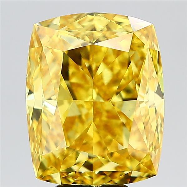 8.07 Ct. Fancy Vivid Yellow Cushion Lab Grown Diamond